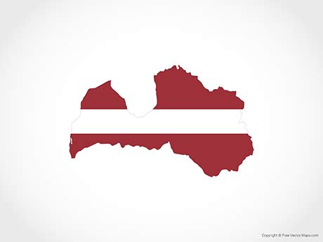 Printable Vector Map of Latvia - Flag | Free Vector Maps