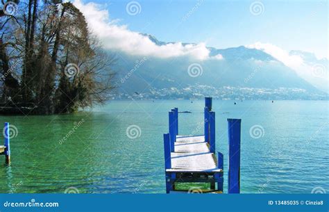 Lake of annecy in winter stock image. Image of water - 13485035