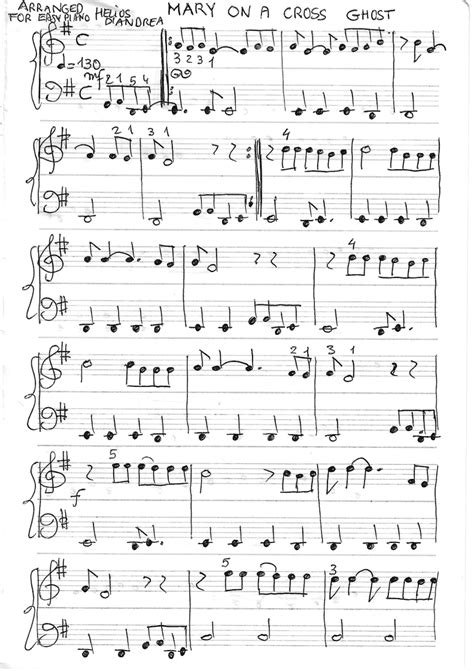 Mary On A Cross (arr. Helios D'Andrea) by Ghost Sheet Music for Piano ...