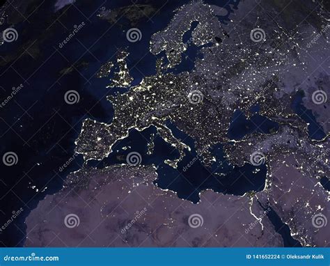 Europe and North Africa Map View from Space 3d Stock Illustration ...