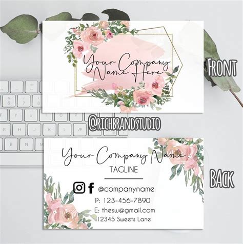 Floral business card design editable business card template etsy – Artofit