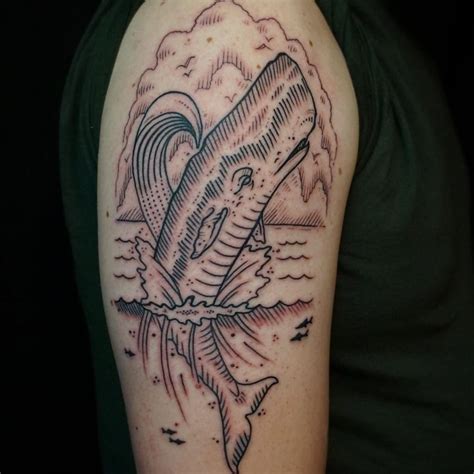 Tattoo uploaded by Ross Howerton • A sperm whale leaping out of the ocean by Ken Stewart (IG ...