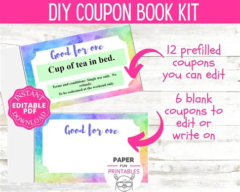 Birthday Coupon Book Printable : Editable DIY Coupons. - Etsy