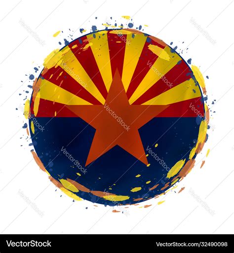 Round grunge flag arizona state Royalty Free Vector Image