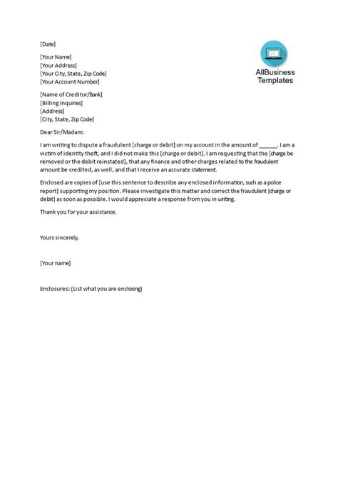 Sample Dispute Letter Template | Templates At within Credit Dispute Letter Template | Letter ...