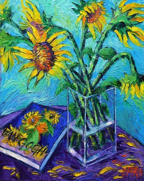 Tournesols pour Vincent - 50x40 cm modern impressionist palette knife ...