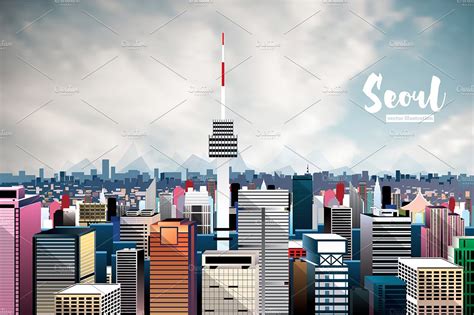 Seoul City Skyline. | Work Illustrations ~ Creative Market