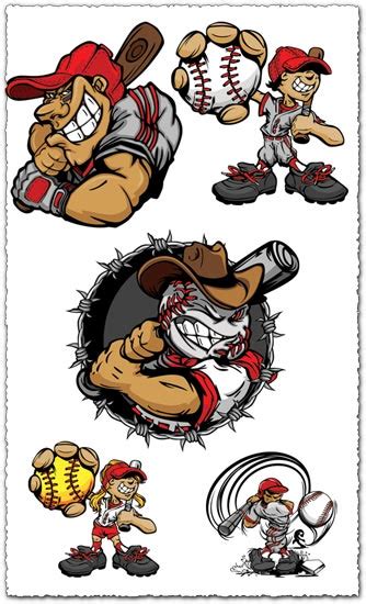 Baseball cartoon characters vector