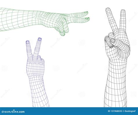 Hand Gesture. Victory Sign. Isolated On White Background. Vector Stock ...