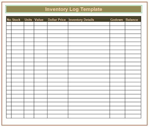 Inventory Log Templates | Free Log Templates