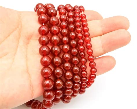 Natural Carnelian Beads 4mm 6mm 8mm 10mm 12mm Round Natural Red Agate Gemstones for Bracelets ...