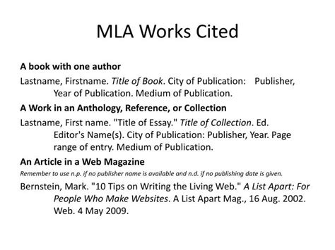 PPT - MLA Works Cited PowerPoint Presentation, free download - ID:6798633