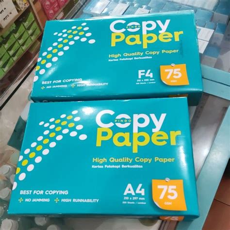 Jual Kertas HVS COPY PAPER 75GSM UKURAN A4/F4(PER 1RIM) ISI 500LEMBAR ...