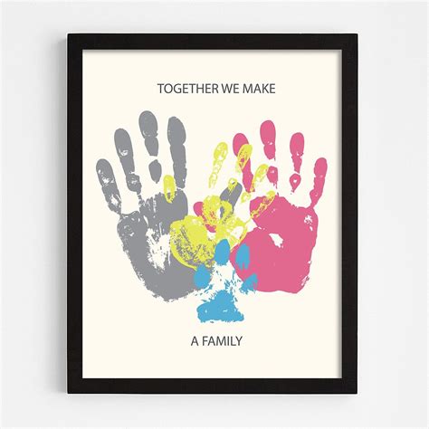 Family Handprint Black Framed Print - Ivory - Block | Baby handprint crafts, Baby art projects ...