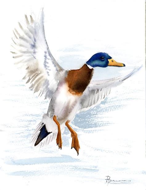 Flying duck Painting | Original animal painting, Bird artwork ...