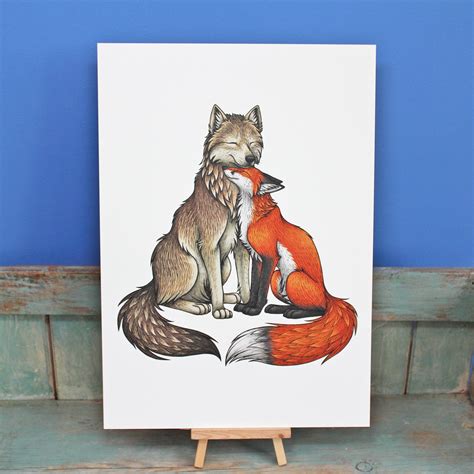 Wolf & Fox Illustration A4 Print - Etsy UK