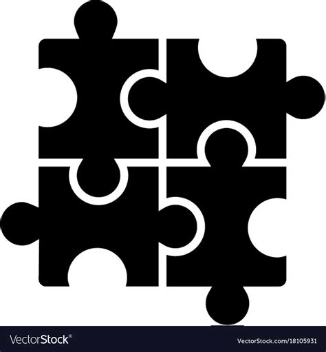 Puzzle - jigsaw icon black Royalty Free Vector Image