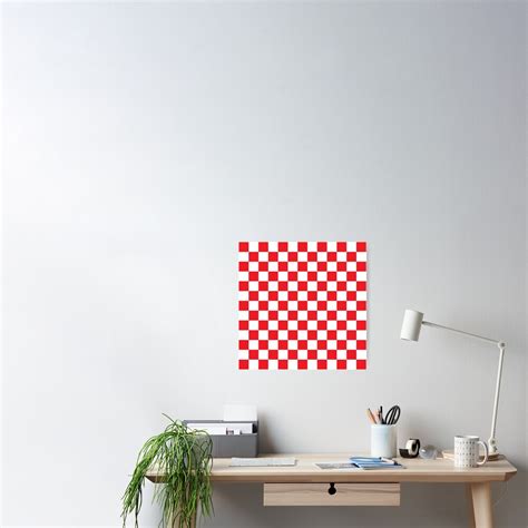 "Red Checkered Pattern" Poster by XanderOne | Redbubble