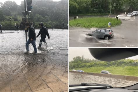 Edinburgh hit with serious flooding as bypass LOCKED DOWN and cars submerged | The Scottish Sun