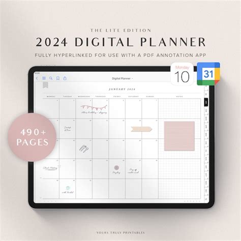 Digital Midyear Planner With Google Calendar Reminders, 42% OFF