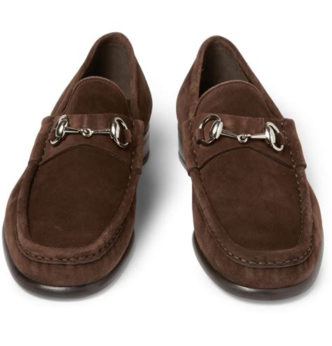 Gucci Horsebit Suede Loafers in Brown for Men - Lyst