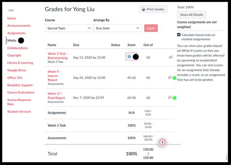 What-If Grades in the Canvas Gradebook - Knowledge Base