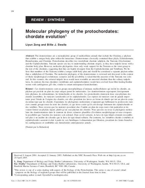 (PDF) Molecular phylogeny of the protochordates: chordate evolution | Billie Swalla - Academia.edu