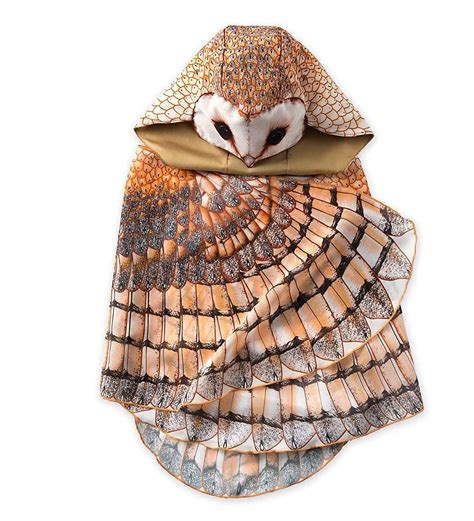 Buy Hooded Realistic Owl Costume Wings with Eyes and Beak for Kids' Dress Up Imaginative Play ...