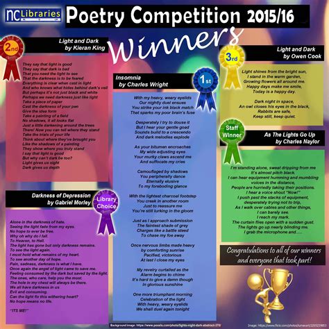 Here are the winning poems from this year's Poetry Competition