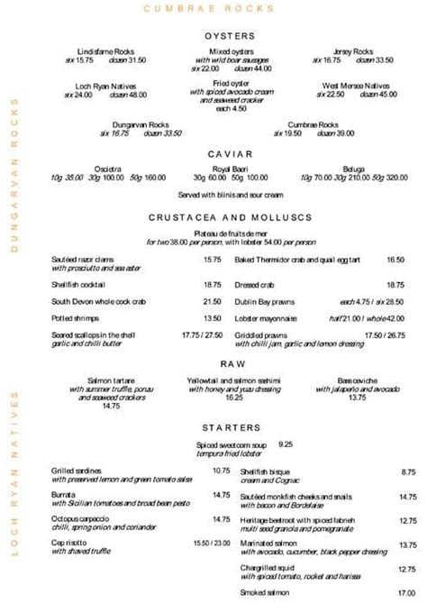 Scott's Menu, Menu untuk Scott's, Mayfair, London - Zomato UK