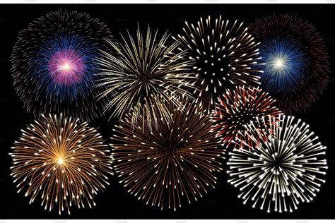 Realistic fireworks background | Pre-Designed Photoshop Graphics ~ Creative Market