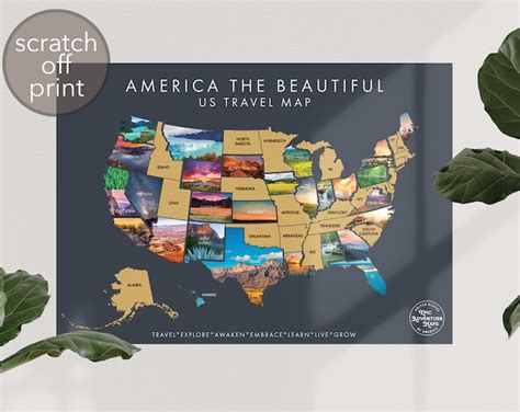 USA Scratch off Map Scratch off Poster Reveals Images of All 50 States Personalized Gift for ...