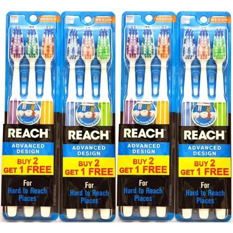 Reach Advanced Design Medium Toothbrushes, 3 Count (Pack of 4) Colors May Vary - Walmart.com ...