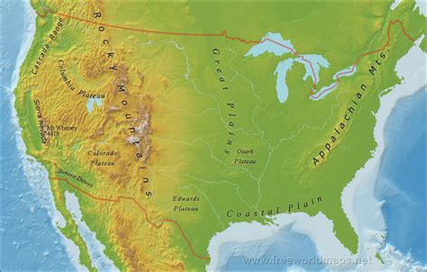 US mountain ranges map