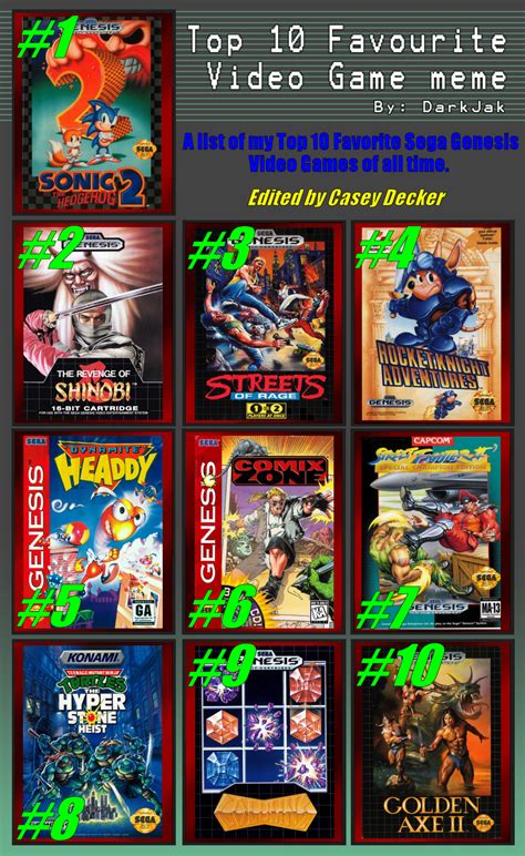 My Top 10 Favorite Sega Genesis Games by CaseyDecker on DeviantArt