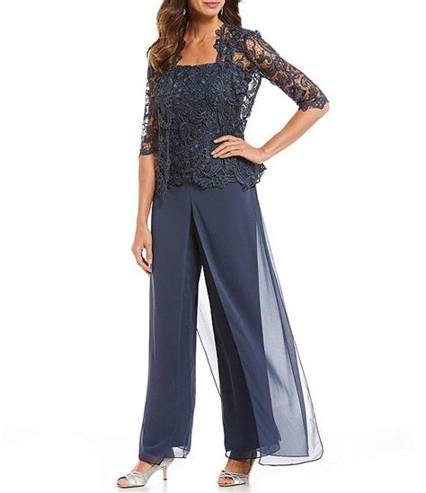 Emma Street Lace Chiffon 3-Piece Pant Set | Dillard's | Mother of bride ...