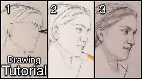 Portrait Drawing Lesson | A Step By Step Tutorial | Portrait drawing ...