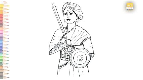 Jhansi laxmi bai Outline drawing II How to draw Jhansi ki rani drawing step by step II #artjanag ...