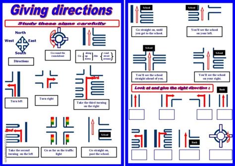 Giving directions: English ESL worksheets pdf & doc