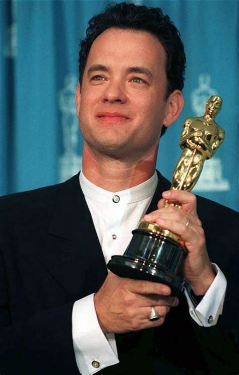 Tom Hanks with his Academy Award for Best Actor in a Leading Role ...