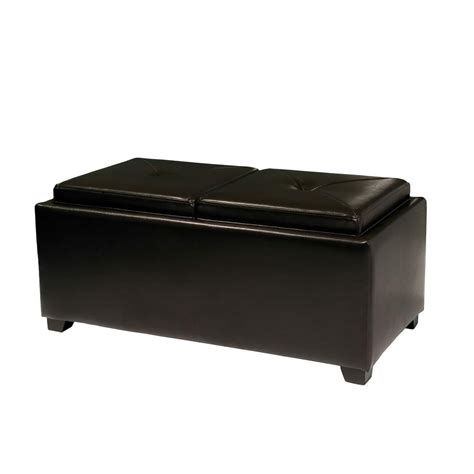 Noble House Maxwell Espresso Brown Leather Tray Ottoman 804 - The Home ...