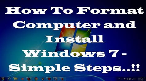 How To Format Computer and Install Windows 7 - Simple Steps..!! - YouTube