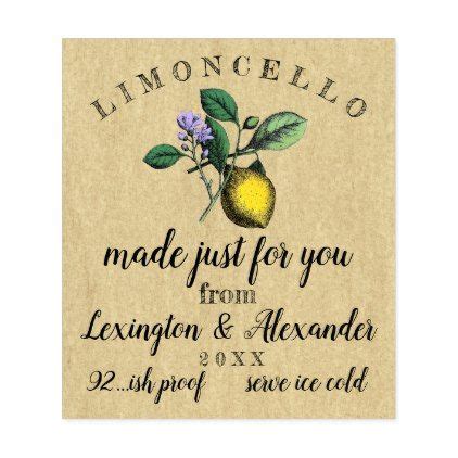 Wedding Limoncello Vintage Lemon Illustration | Wine Label | Zazzle | Homemade limoncello, Wine ...