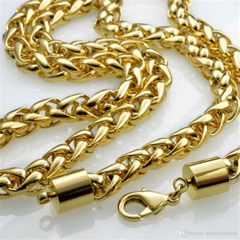 Wholesale Stylish And Cheap Necklaces Type 18K 18CT Gold Filled Mens Weaved 60cm Lenght Heavy ...