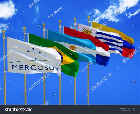 Mercosur Flag Silk Waving Flags Mercosur Stock Illustration 1089526868 ...