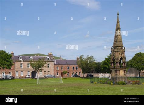 Denholm village green Scottish Borders UK with memorial to John Stock ...