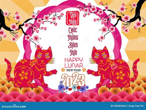 Happy Lunar New Year 2023, Vietnamese New Year, Year of the Cat Stock ...