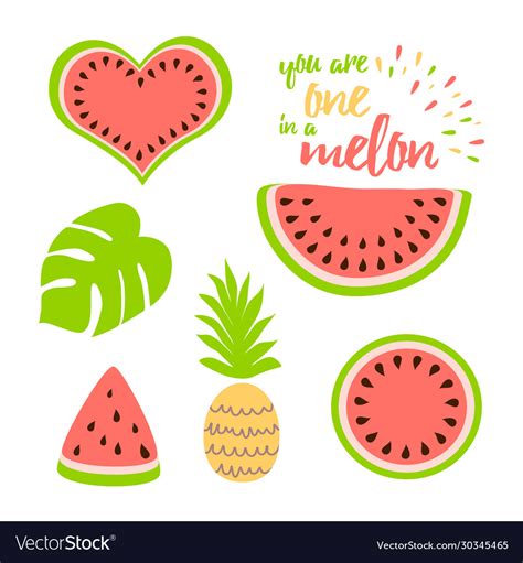 Watermelon clip art collection slice Royalty Free Vector