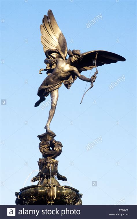 Eros Piccadilly Circus London statue England UK winged wings bow Stock Photo, Royalty Free Image ...