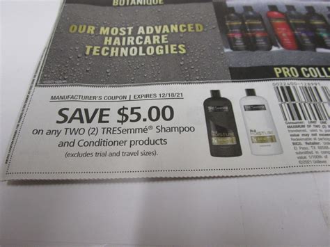 15 Coupons $5/2 Tresemme Shampoo and Conditioner 12/18/2021